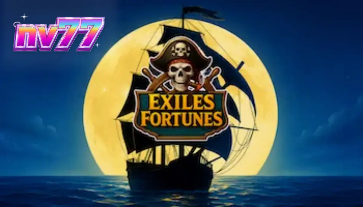 Tampilan visual slot Exiles Fortunes dengan tema bajak laut dan gulungan 3x3